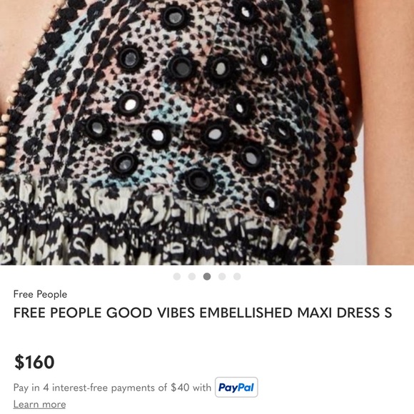 Free People Good Vibes Embellished Mirror Halter Boho Maxi Dress Sz Medium - Picture 3 of 8